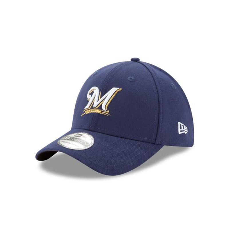 MLB Milwaukee Brewers Team Classic 39Thirty Stretch Fit (HAB8974) - Blue New Era Caps